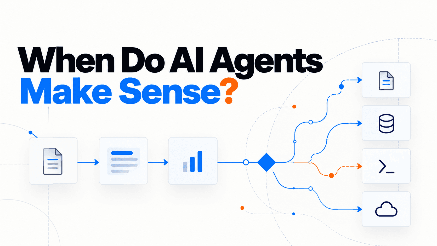 An editorial illustration contrasting a deterministic workflow with an adaptive AI agent that selects actions based on new observations.